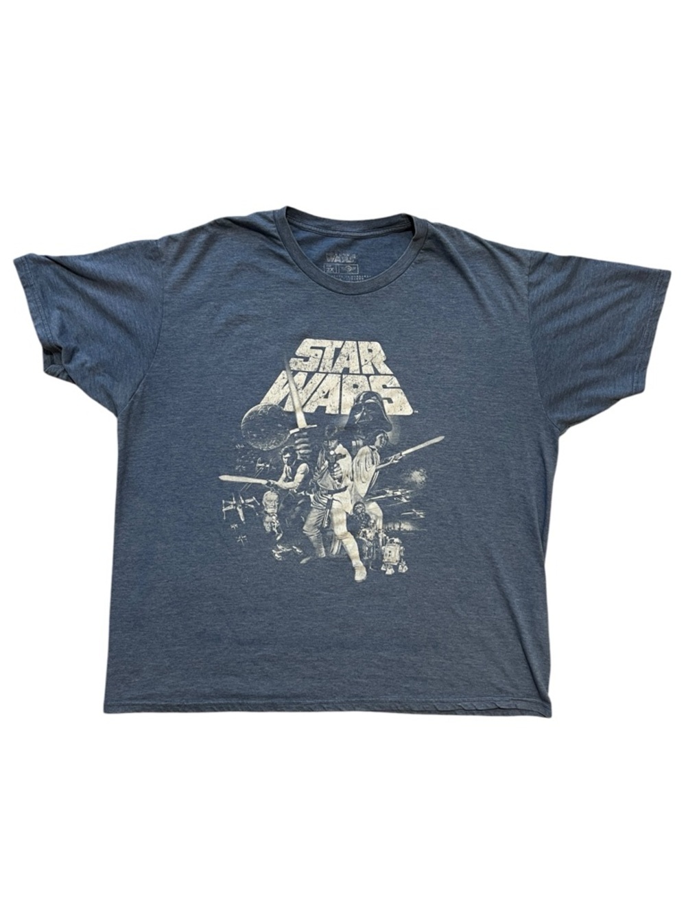 Star Wars Shirt Mad Engine Classic Movie Poster Graphic Tee Heather Navy Blue 2X